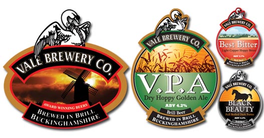 Corporate identity, brewery pump and bottle labels